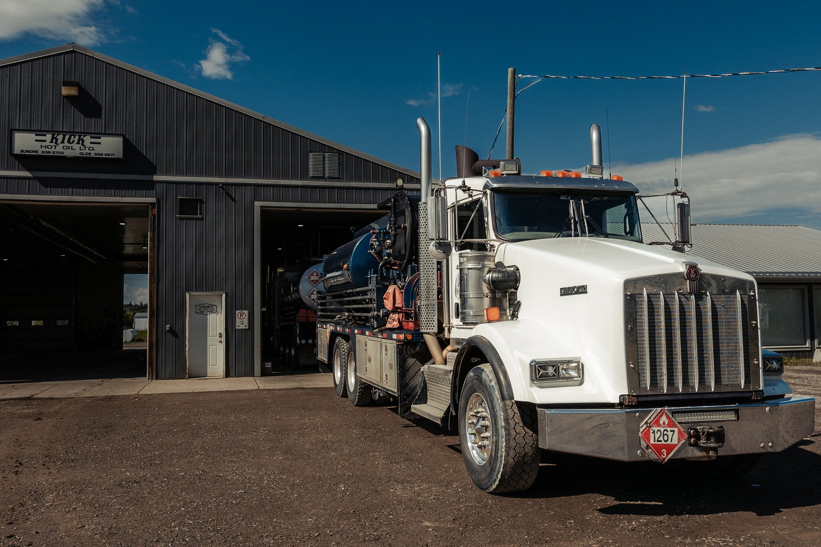Kick Hot Oil truck and shop in Sundre, Alberta